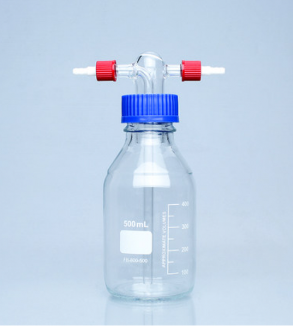 Glass Buffer Bottle Flow Liquid Inlet and Outlet Bottle L45 Thread Transfer Bottle