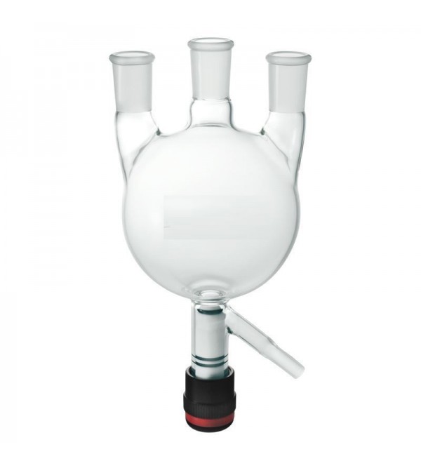 Three Necks Round Bottom Flask,Heavy Wall,Drain Valves