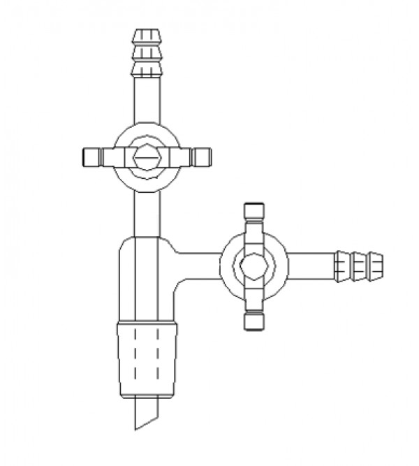 Adapters,Three way,Glass Stopcock,With inlet tube